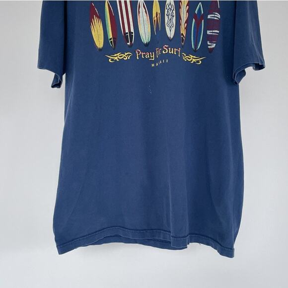 Vtg 90s Y2K Crazy Shirts Hawaii Pray For Surf Blue T-Shirt Sz XL Cotton USA - Picture 4 of 8